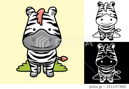 Funny smiling zebra. Vector cartoon illustration in flat icon style Funny smiling zebra. Vector cartoon illustration in flat icon style 141147408