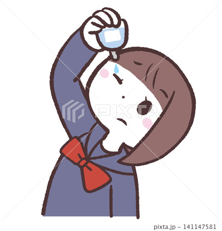 目薬をさす女子学生のイラスト 目薬をさす女子学生のイラスト 141147581