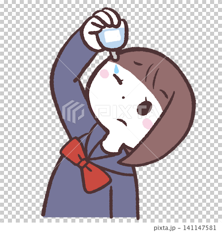 目薬をさす女子学生のイラスト 目薬をさす女子学生のイラスト 141147581