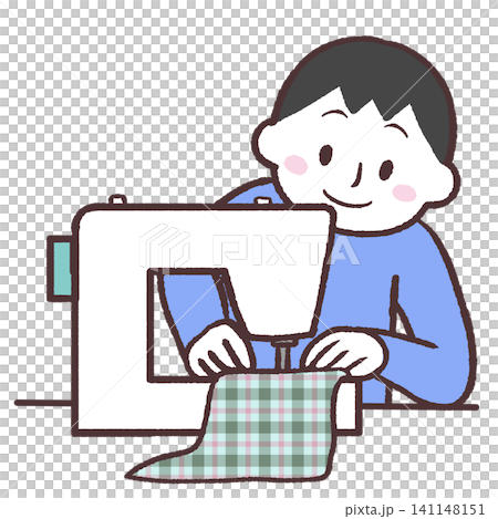 ミシンを使う男性のイラスト 141148151