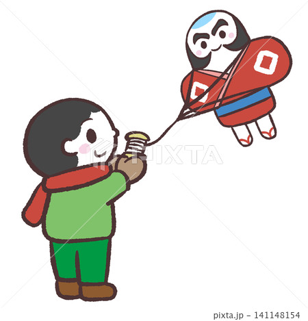凧あげする子供のイラスト 凧あげする子供のイラスト 141148154