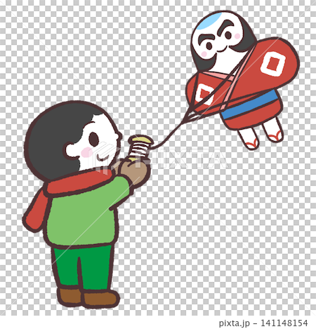凧あげする子供のイラスト 凧あげする子供のイラスト 141148154