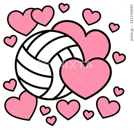Volleyball with Hearts Illustration Volleyball with Hearts Illustration 141148895