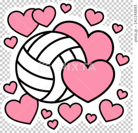 Volleyball with Hearts Illustration Volleyball with Hearts Illustration 141148895