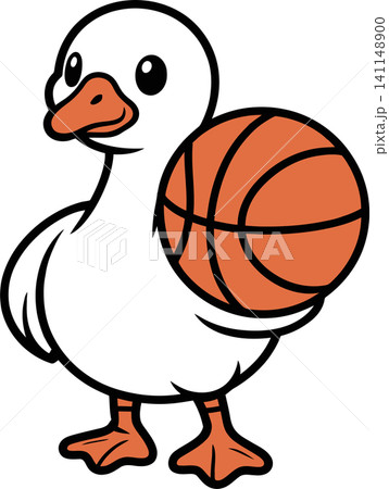 Cute Goose Holding Basketball Cartoon Illustration Cute Goose Holding Basketball Cartoon Illustration 141148900