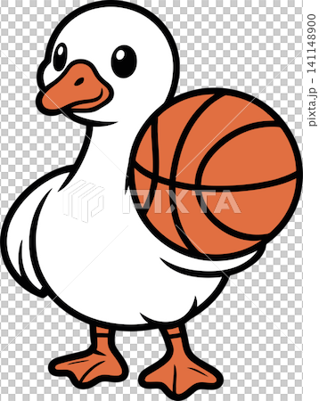 Cute Goose Holding Basketball Cartoon Illustration Cute Goose Holding Basketball Cartoon Illustration 141148900