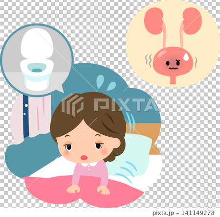 A woman who wakes up to go to the toilet during the night and the character of her bladder. A woman who wakes up to go to the toilet during the night and the character of her bladder. 141149278