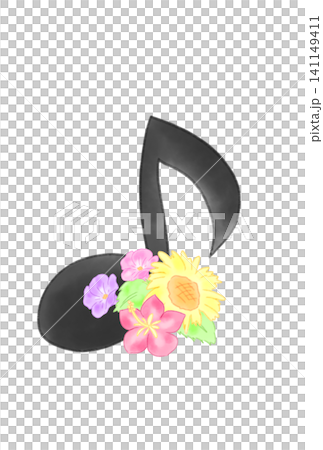 夏の花の付いた音符 夏の花の付いた音符 141149411