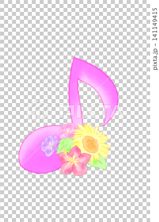 Musical notes with summer flowers 141149415