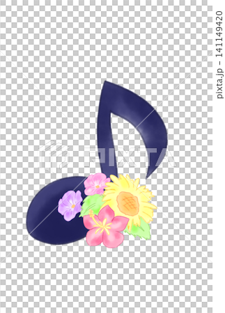 夏の花の付いた音符 夏の花の付いた音符 141149420