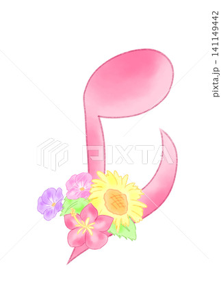 夏の花の付いた音符 夏の花の付いた音符 141149442