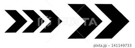 Bold black chevron arrows set, Forward directional graphic elements, Heavy pointing chevron shape markers, Clean abstract interface pointers Bold black chevron arrows set, Forward directional graphic elements, Heavy pointing chevron shape markers, Clean abstract interface pointers 141149733