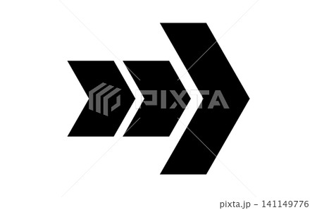 Triangular frame arrow icon, Geometric hollow pointer symbol, Black open arrowhead graphic, Minimalist border direction layout 141149776