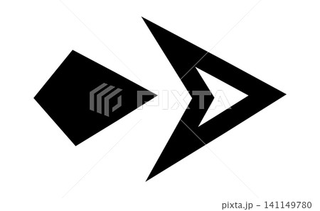 Abstract geometric arrow symbol, Double element pointer sign, Diamond and chevron graphic, Modern navigation icon 141149780