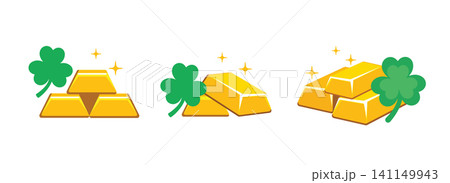 Gold Bars Stack with Shamrock Clover Set for Saint Patrick's Day Gold Bars Stack with Shamrock Clover Set for Saint Patrick's Day 141149943