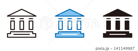 銀行・金融機関のアイコン。メガバンクのイラスト。 銀行・金融機関のアイコン。メガバンクのイラスト。 141149987