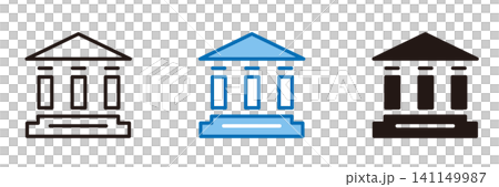銀行・金融機関のアイコン。メガバンクのイラスト。 銀行・金融機関のアイコン。メガバンクのイラスト。 141149987