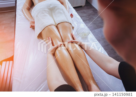 Young girl is relaxing in the spa. Young girl is relaxing in the spa. 141150981