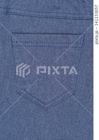 Blue denim jeans back pocket texture background with stitching detail Blue denim jeans back pocket texture background with stitching detail 141153057