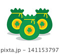 Money Bags with Golden Shamrock for Saint Patrick's Day 141153797