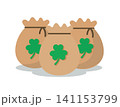 Money Bags with Golden Shamrock for Saint Patrick's Day 141153799