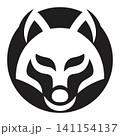 Powerful Wolf Mascot Badge Vector 141154137
