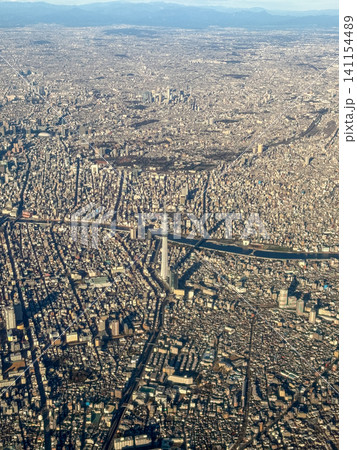 広大な東京の街並みを上空から見下ろす極上の鳥瞰空撮 広大な東京の街並みを上空から見下ろす極上の鳥瞰空撮 141154489