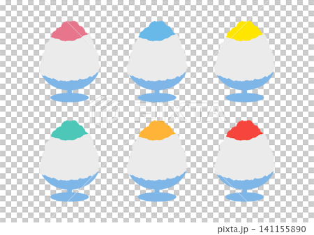 シンプルなかき氷のイラストセット シンプルなかき氷のイラストセット 141155890