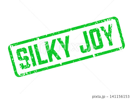 Commercial green grunge rubber stamp with the positive message Silky Joy 141156153