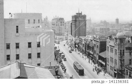 古写真 1933年 大阪市 北浜の金融街 古写真 1933年 大阪市 北浜の金融街 141156381