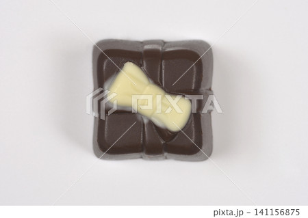Square Chocolate Gift Box Praline on White Background Square Chocolate Gift Box Praline on White Background 141156875
