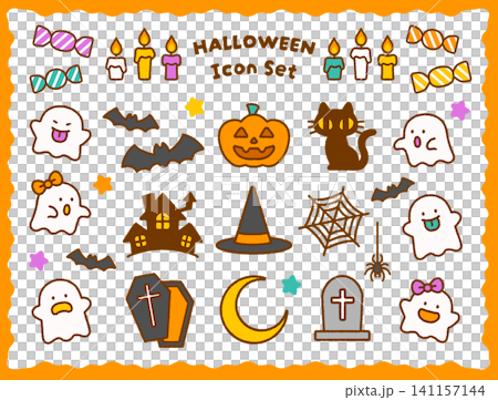 Cute Halloween Icon Set | Ghosts, Pumpkins, Kids Cute Halloween Icon Set | Ghosts, Pumpkins, Kids 141157144