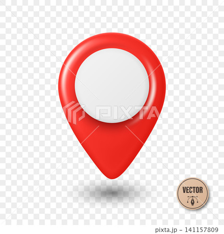 Vector 3d Red Map Pin Icon. Location Marker. Map Pin Symbol, Map Pin Badge for GPS, Navigation, Address, Place Pointer Vector 3d Red Map Pin Icon. Location Marker. Map Pin Symbol, Map Pin Badge for GPS, Navigation, Address, Place Pointer 141157809