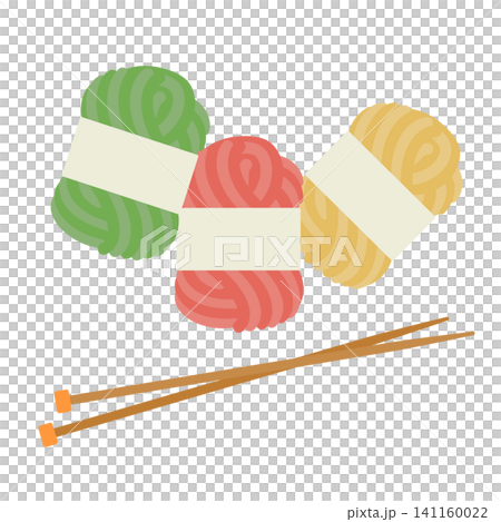 Illustration of yarn and knitting needles Illustration of yarn and knitting needles 141160022