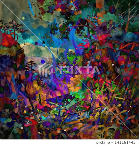 暗闇に光る青と幻想的なテクスチャ背景 暗闇に光る青と幻想的なテクスチャ背景 141161443