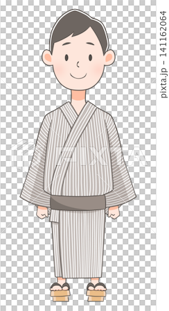 Illustration of a young man wearing a yukata Illustration of a young man wearing a yukata 141162064