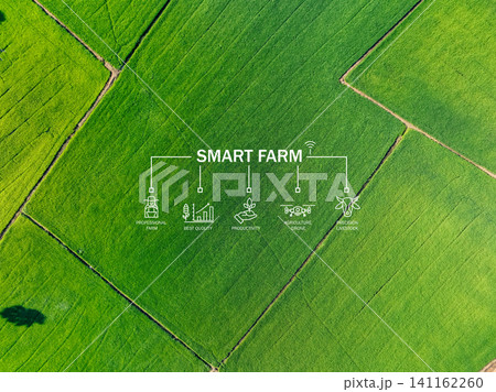 Smart farm technology meets agricultural expertise. Precision livestock management and agriculture drones enhance productivity. Modern farming practices. Innovation in sustainable agriculture. Smart farm technology meets agricultural expertise. Precision livestock management and agriculture drones enhance productivity. Modern farming practices. Innovation in sustainable agriculture. 141162260