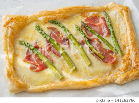 Golden Puff Pastry With Mozzarella Asparagus And Prosciutto Fresh Gourmet Brunch DelightDescription (14 words) Golden Puff Pastry With Mozzarella Asparagus And Prosciutto Fresh Gourmet Brunch DelightDescription (14 words) 141162766