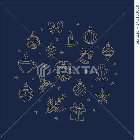 Christmas Ornaments Round Circle Composition Doodle Line Art Vector Christmas Ornaments Round Circle Composition Doodle Line Art Vector 141163010