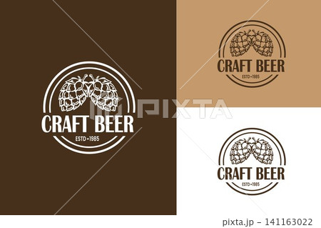 Minimal Twin Hop Cone Circle Emblem Logo Template for Craft Brewery and Beer Branding Minimal Twin Hop Cone Circle Emblem Logo Template for Craft Brewery and Beer Branding 141163022