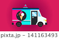 Ice cream truck van icon illustration with business colorful illustration 141163493