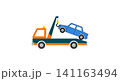 Tow truck carrying blue car flat vector illustration with broken down, roadside 141163494