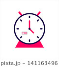 Classic analog alarm clock icon set to seven o clock for morning wake up time 141163496