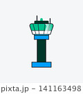 Air traffic control tower icon representing airport navigation and aviation 141163498