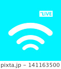 Live broadcast symbol wi fi signal icon on blue background with broadcast 141163500
