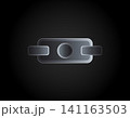 Metallic horizontal chain link connector element on dark gradient with connector 141163503