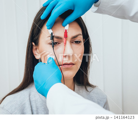 Patient nerves testing using electromyography. EMG 141164123