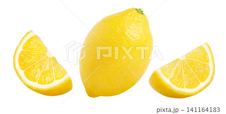 Lemons collection isolated, no shadow. Whole lemon, slice of juicy lemon without shadows. Lemons collection isolated, no shadow. Whole lemon, slice of juicy lemon without shadows. 141164183