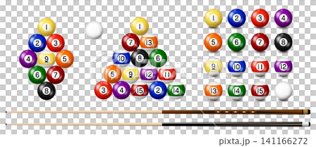 Billiard balls and cues: 9-ball and 8-ball Billiard balls and cues: 9-ball and 8-ball 141166272