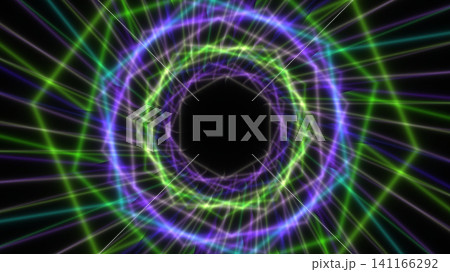 Colorful spiral light pattern on black background Colorful spiral light pattern on black background 141166292